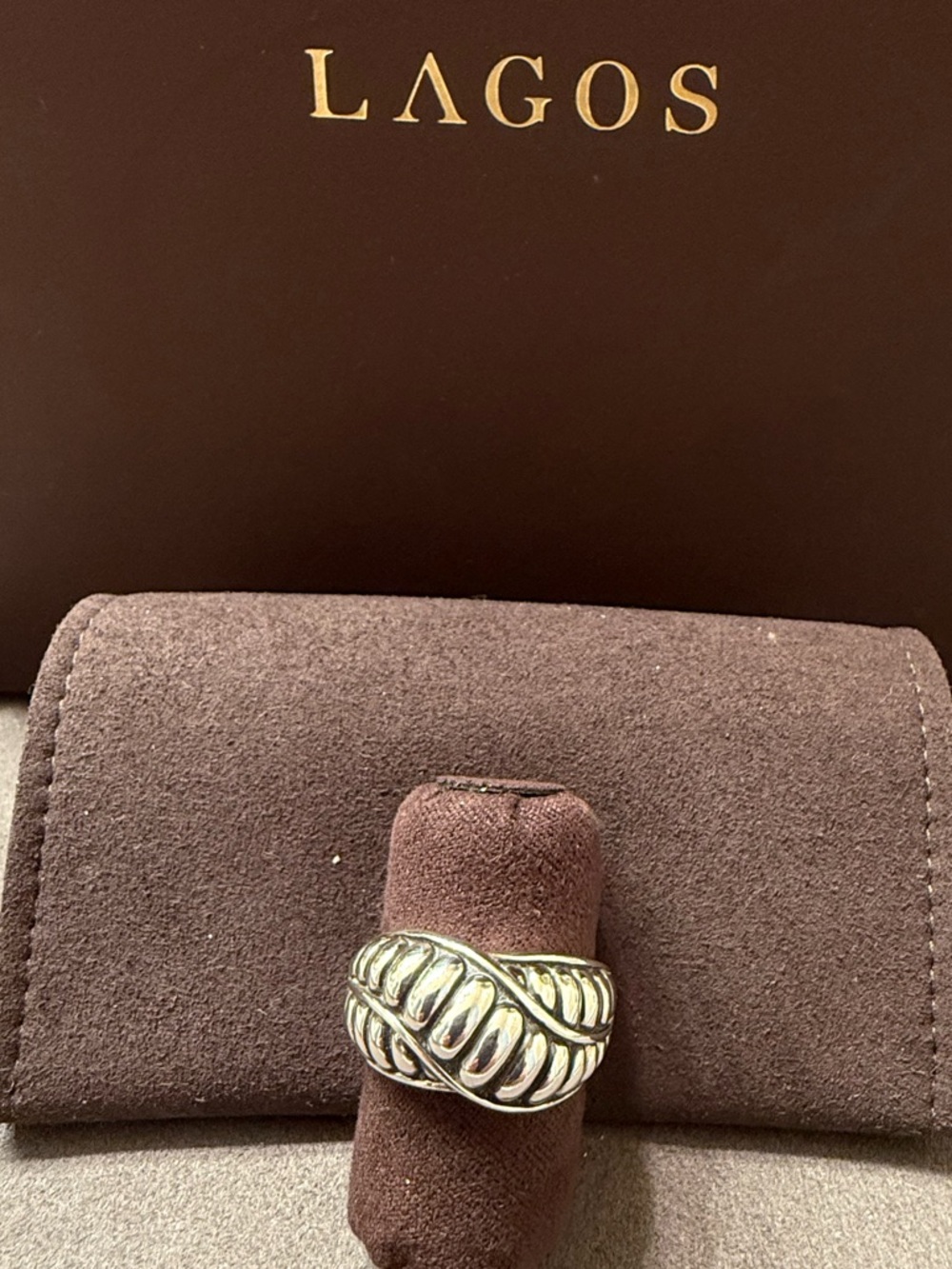 Lagos 925 Sterling Silver Fluted Chi Chi Crossover Ring  9g Size 9